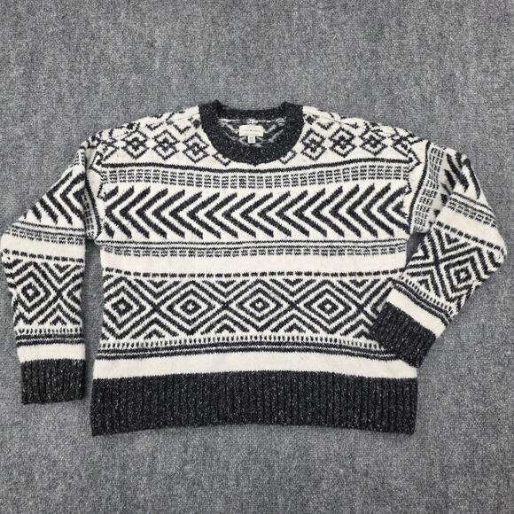 Lucky Brand Sweater Womens Medium Geometric Atzec Crewneck Pullover Soft Knit - Picture 1 of 16
